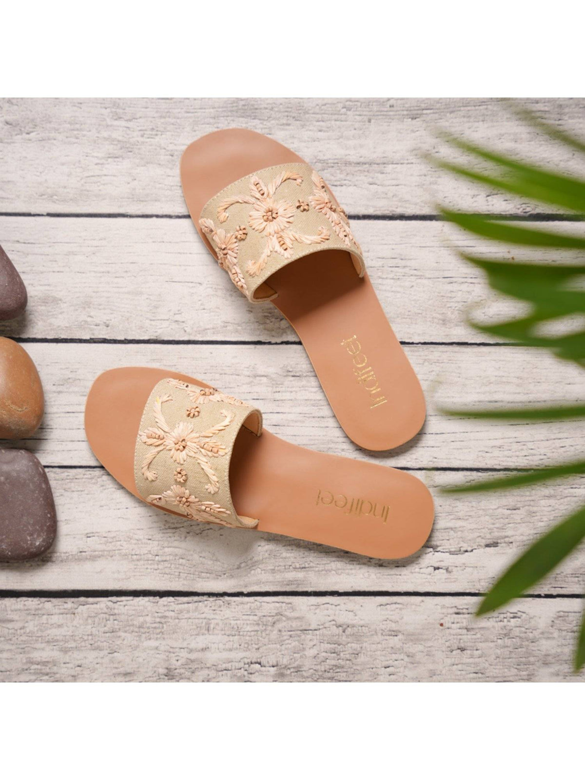 Beige Stylish and Casual Embroidered Fashion Flats | F61 - view 3