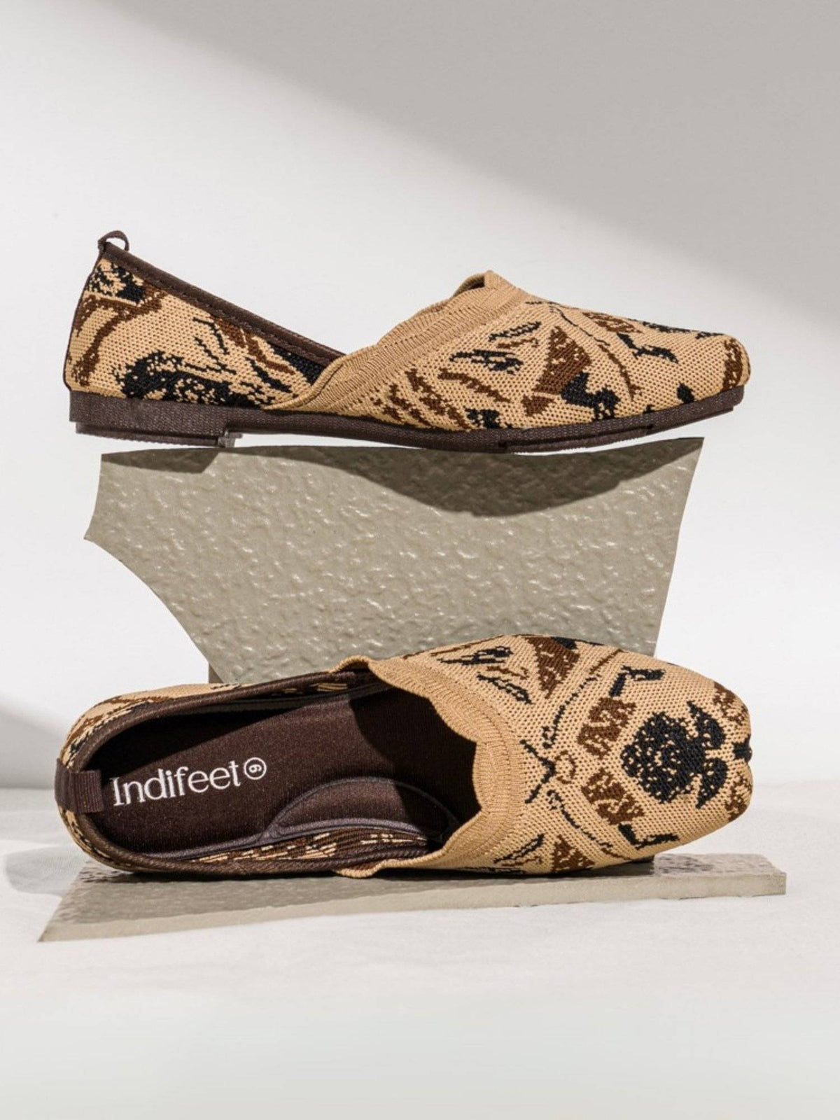 Boho Trendy Soft Mesh Brown Ballerinas with Memory Insole & Flexible Outsole | F61 - view 1
