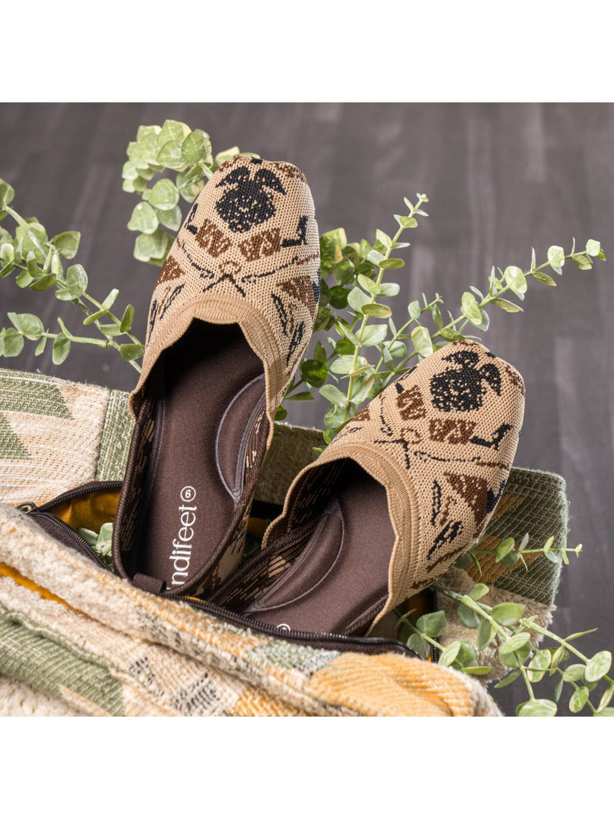 Boho Trendy Soft Mesh Brown Ballerinas with Memory Insole & Flexible Outsole | F61 - view 2