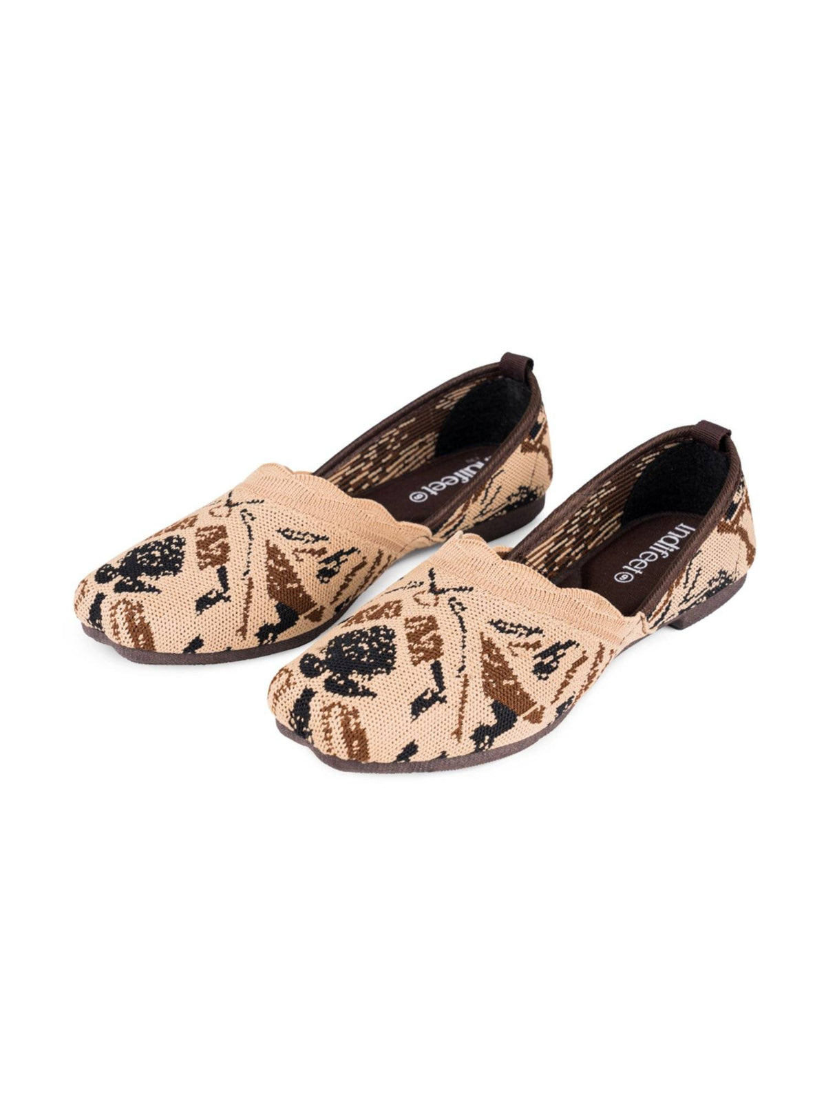 Boho Trendy Soft Mesh Brown Ballerinas with Memory Insole & Flexible Outsole | F61 - view 5