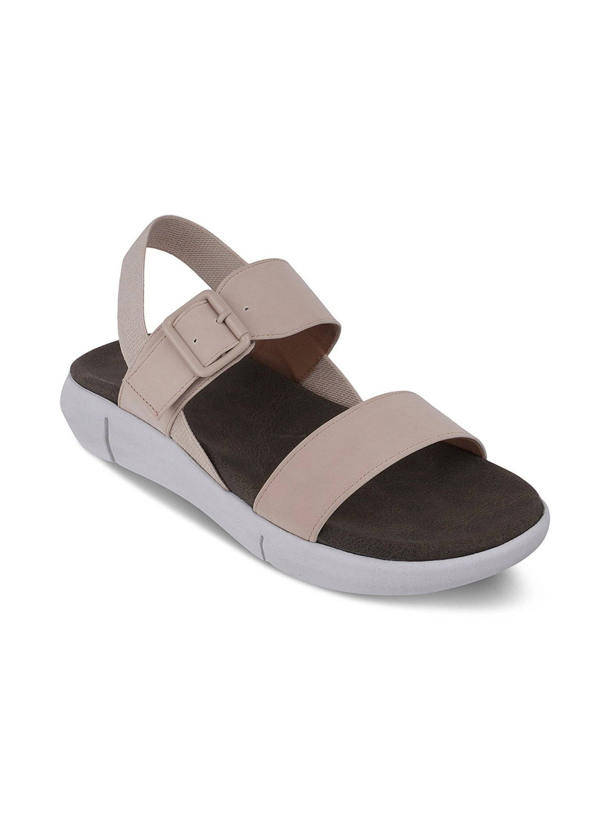 Women Buckle Round Toe Sandals- Cream | SD89 - view 1
