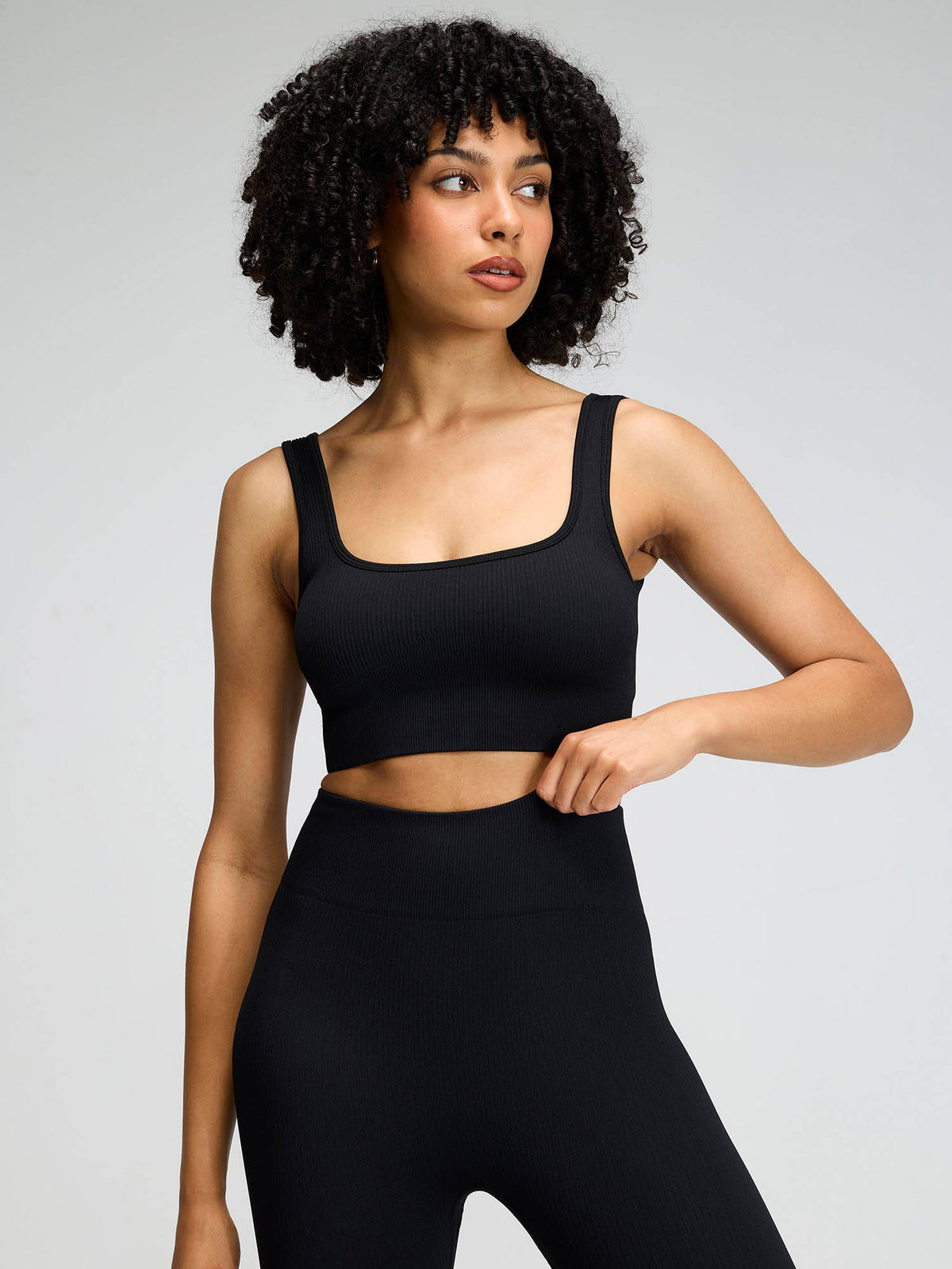 Raven Black Contoured Seamless Solid Sports Bra | sb09 - view 1