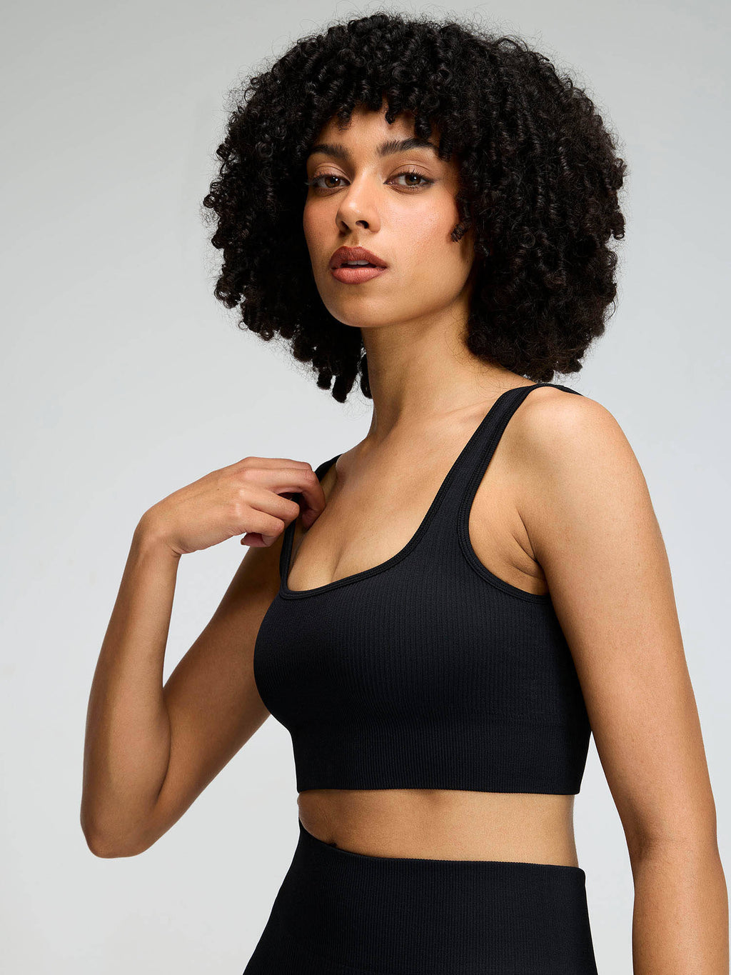 Raven Black Contoured Seamless Solid Sports Bra | sb09 - view 6