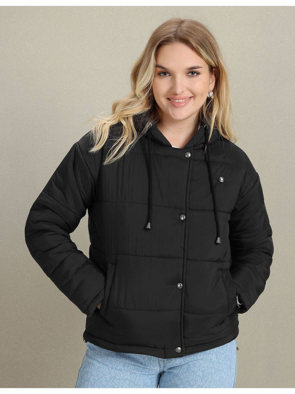 Hooded Solid Padded Jacket | JC78 - view 1