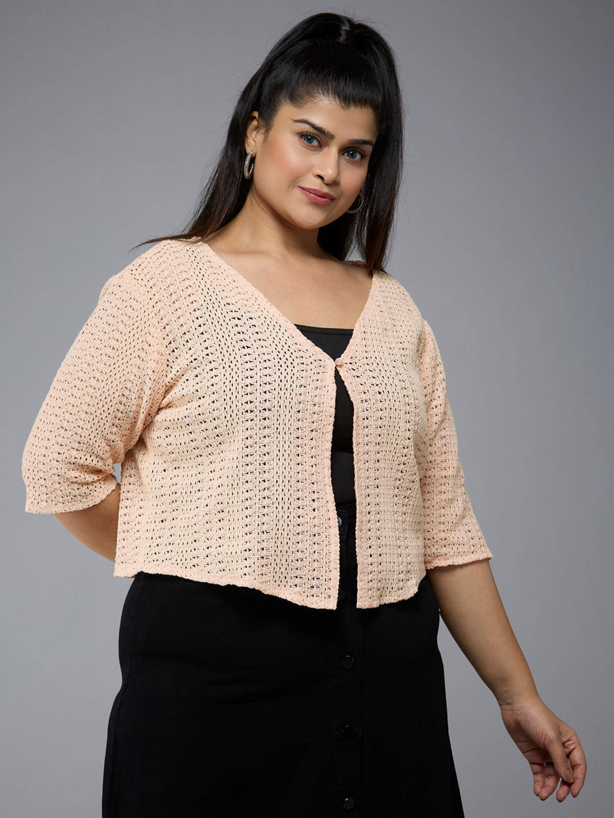 Plus Size Women White Lace Smart Casual Shrug | JC78 - view 6