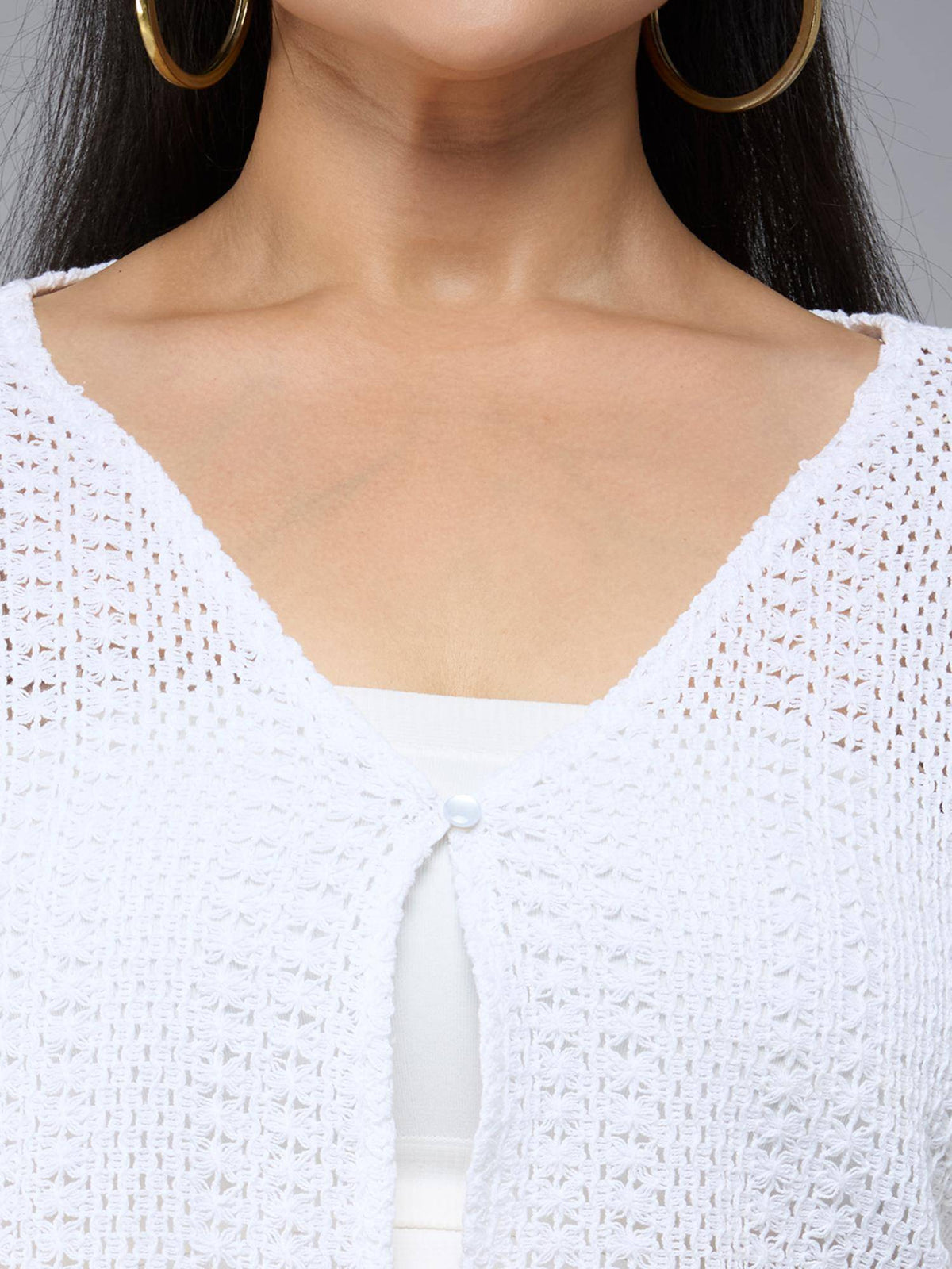 Plus Size Women White Lace Smart Casual Shrug | JC78 - view 3