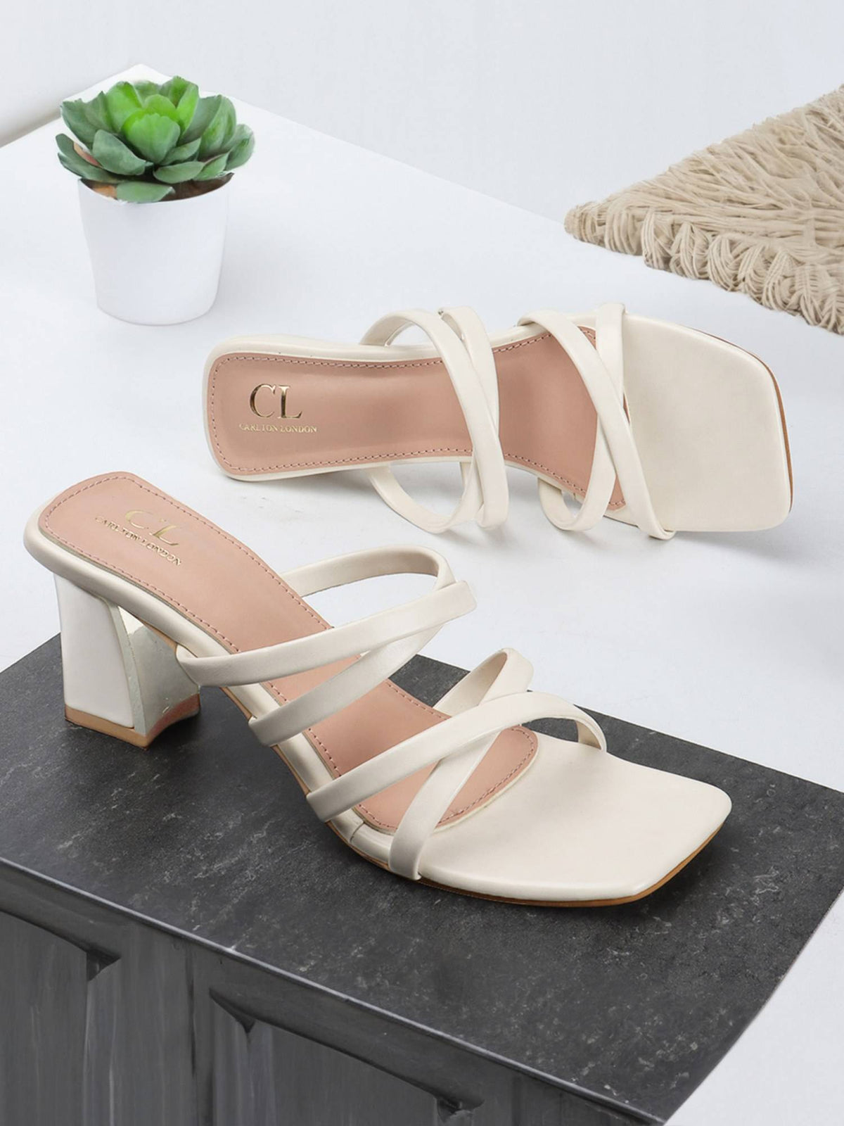 Off White Square Toe Casual Women Block Heels | H78 - view 3