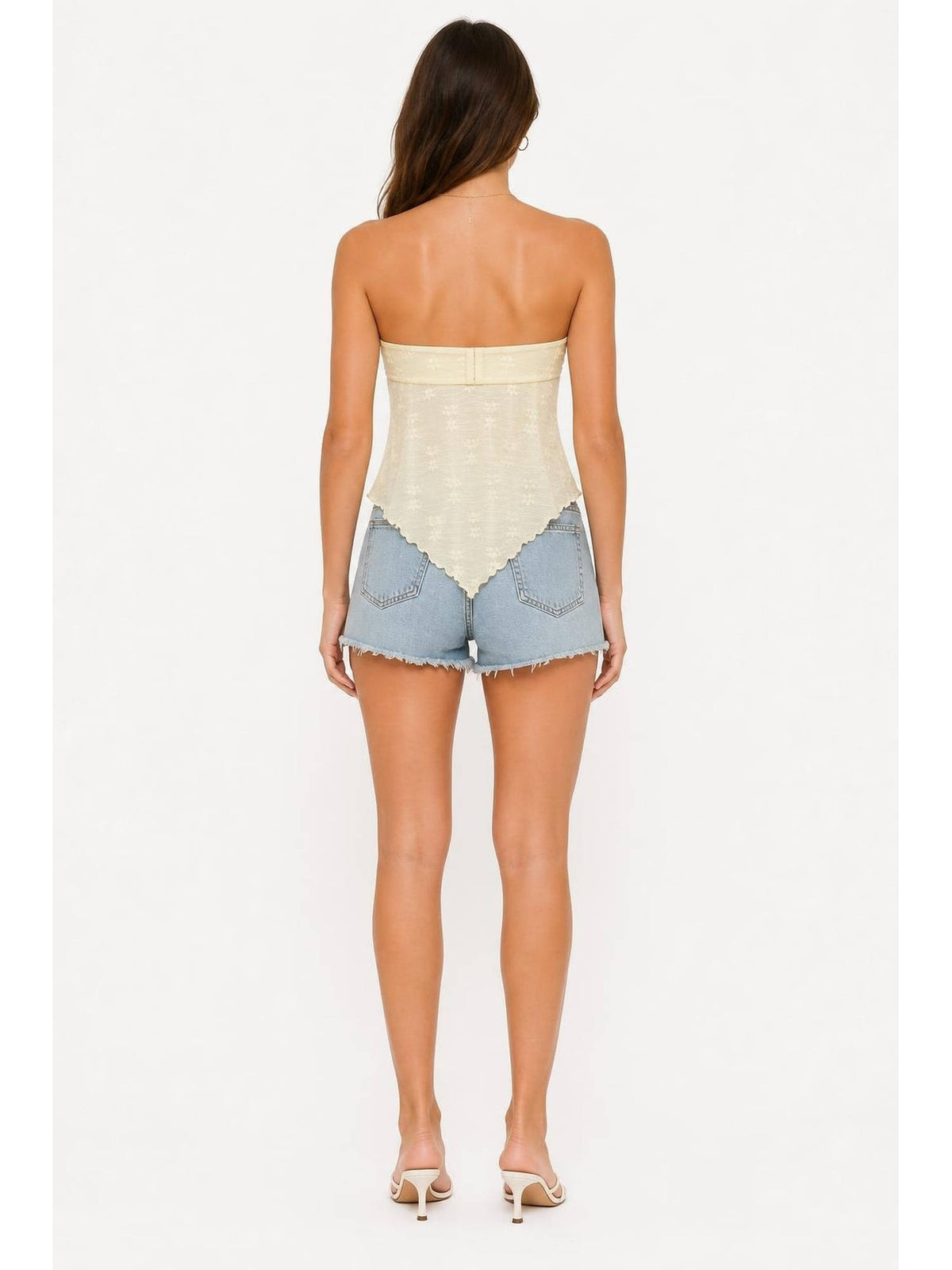 Beige Floral Tie Front Tube Top | TT90 - view 5
