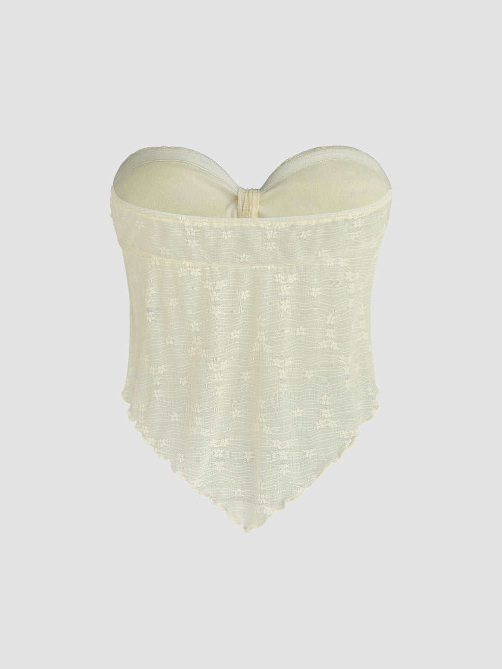 Beige Floral Tie Front Tube Top | TT90 - view 7