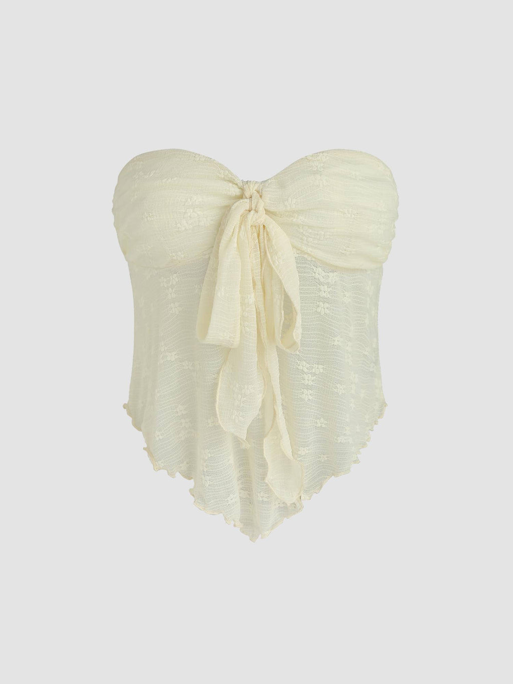 Beige Floral Tie Front Tube Top | TT90 - view 10