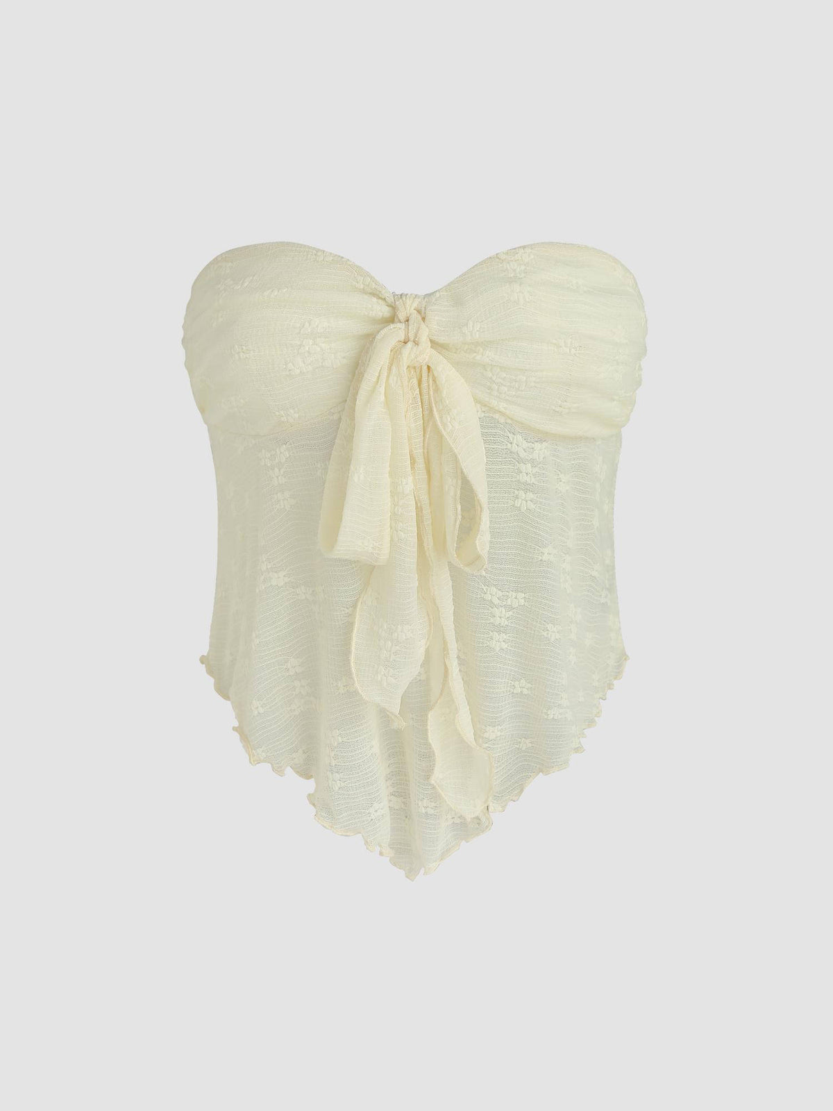 Beige Floral Tie Front Tube Top | TT90 - view 10