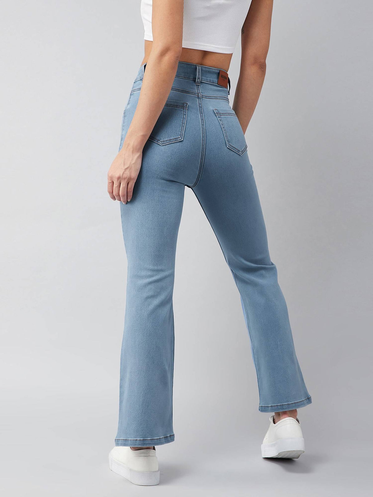 Light Blue Bootcut High Rise Regular Stretchable Denim Jeans | BT10 - view 4