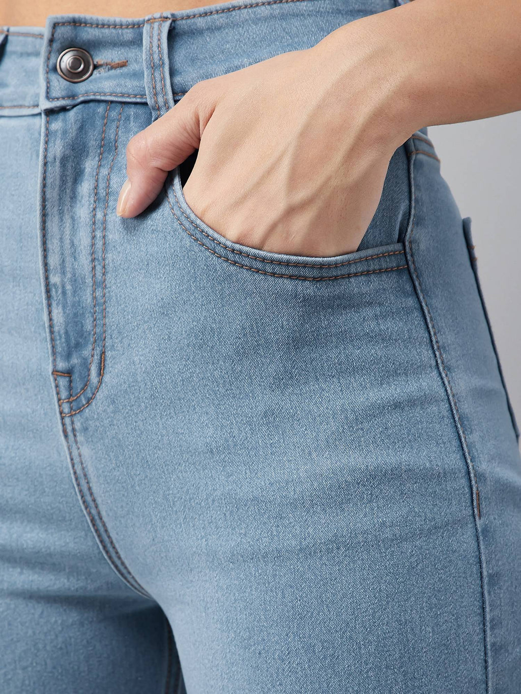 Light Blue Bootcut High Rise Regular Stretchable Denim Jeans | ST23 - view 5