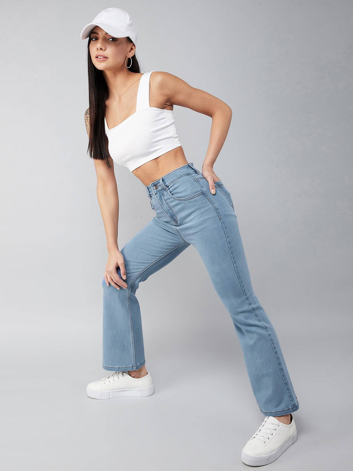 Light Blue Bootcut High Rise Regular Stretchable Denim Jeans | ST23 - view 6