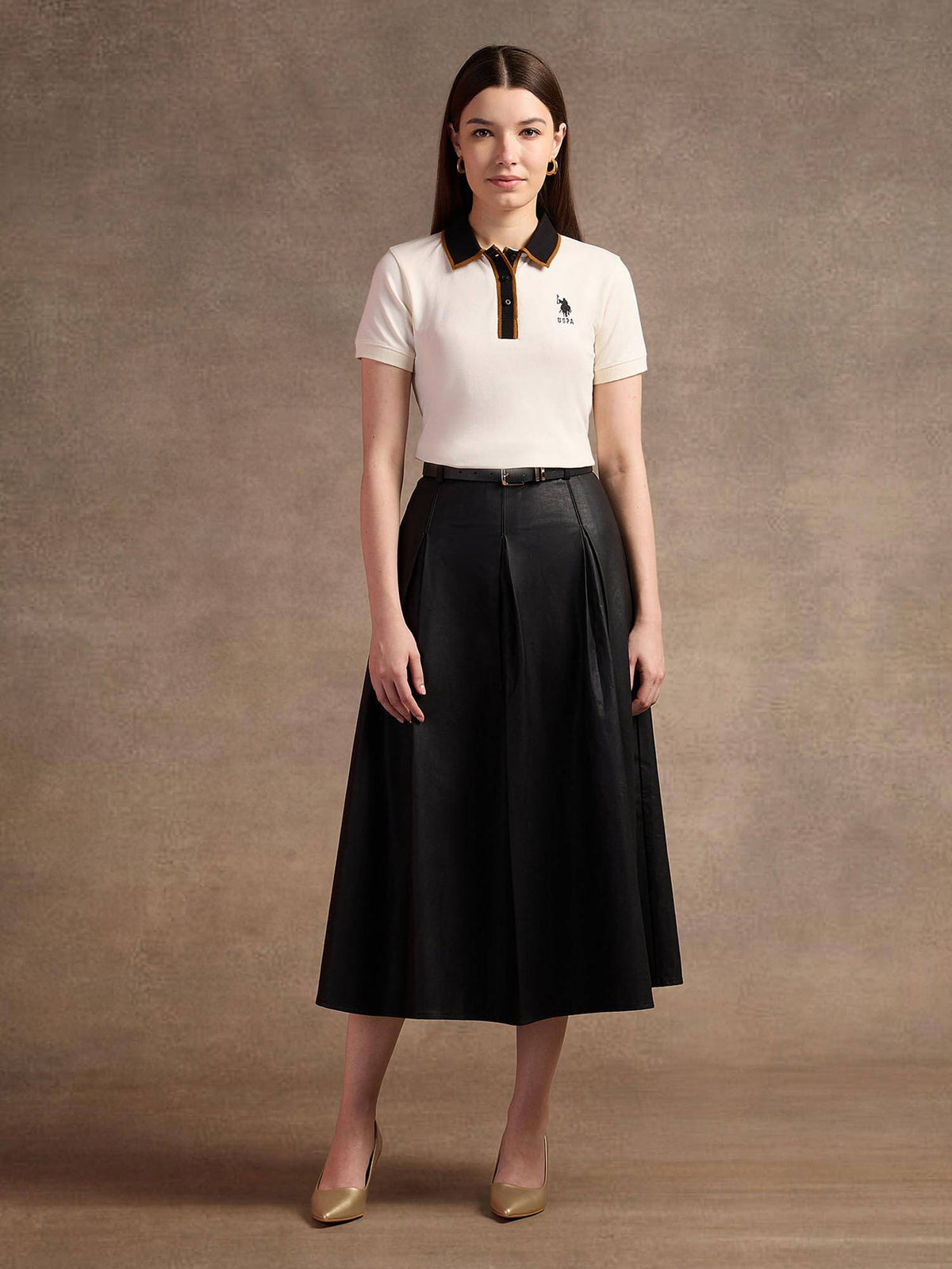 White Tipped Placket Polo T-Shirt | PW43 - view 3