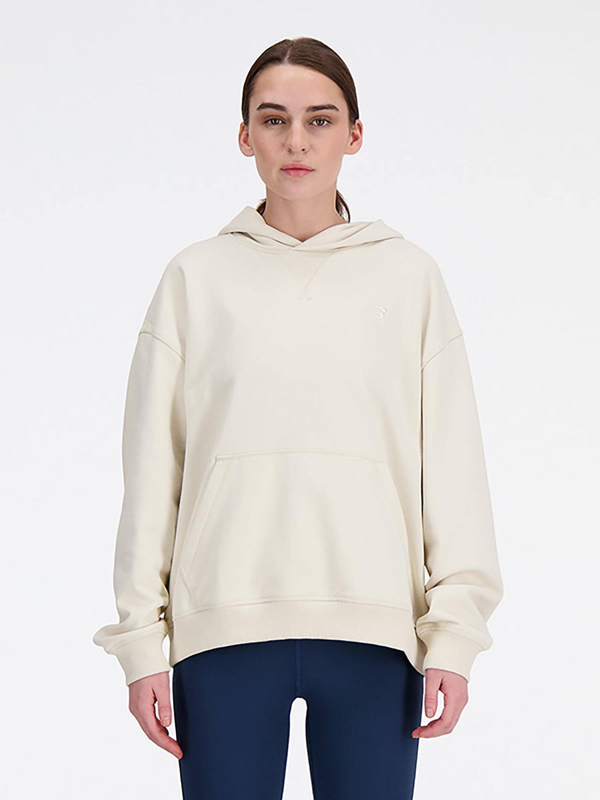 Cream Solid/Plain Hooded Hoodie | HD56 - view 1