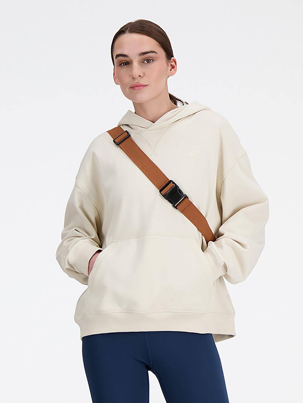 Cream Solid/Plain Hooded Hoodie | HD56 - view 4