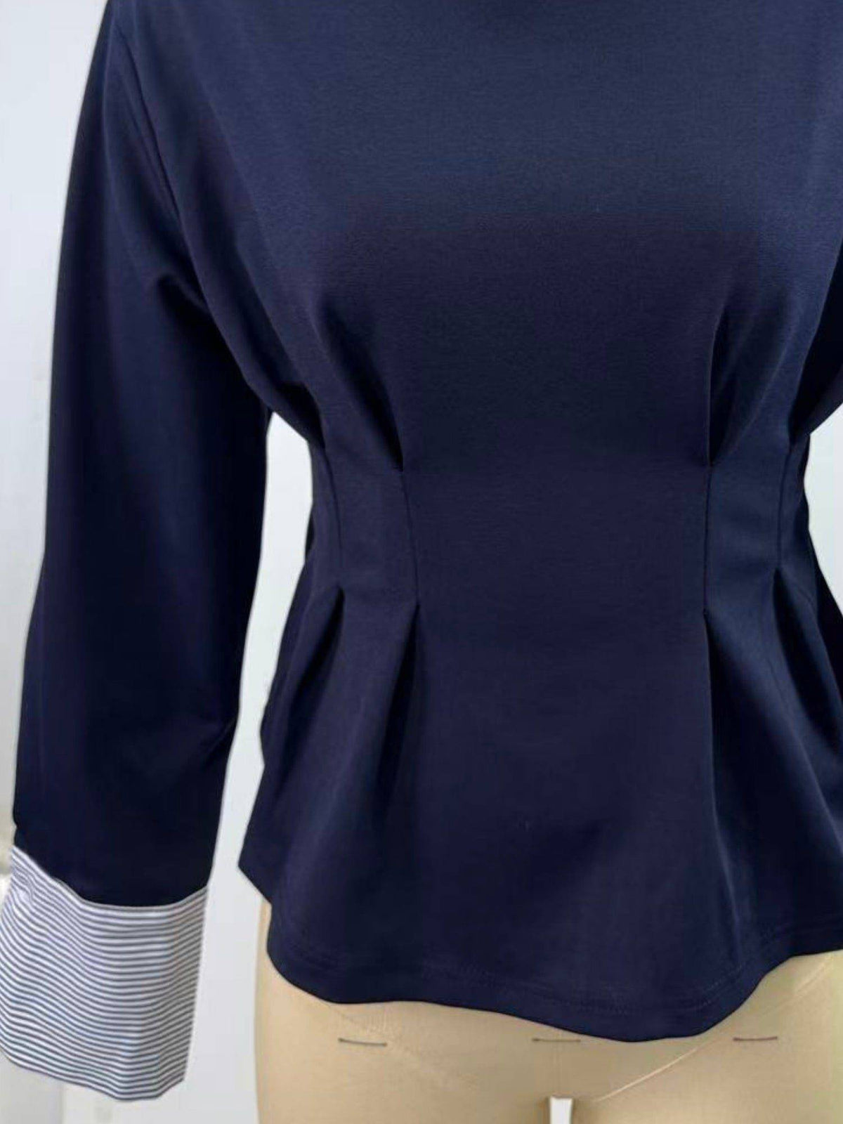 Navy Blue Round Neck Peplum Top | pt51 - view 4