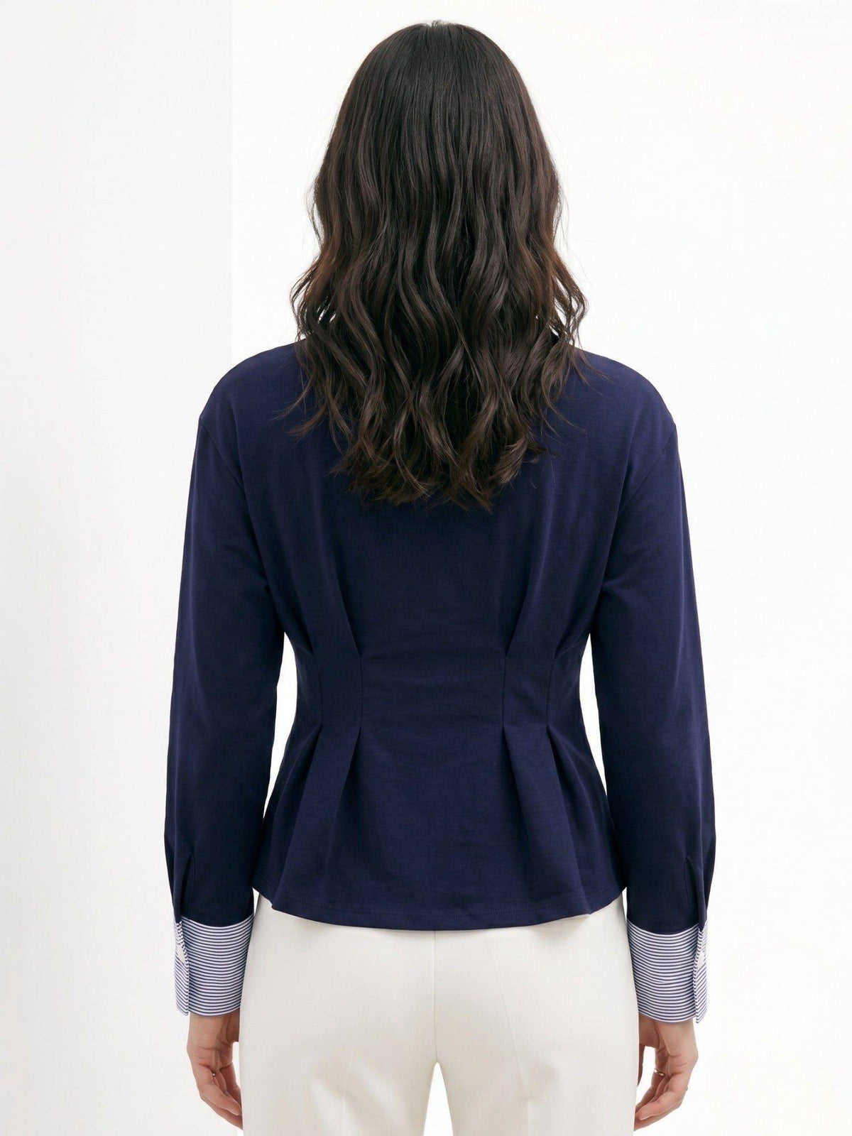 Navy Blue Round Neck Peplum Top | pt51 - view 5