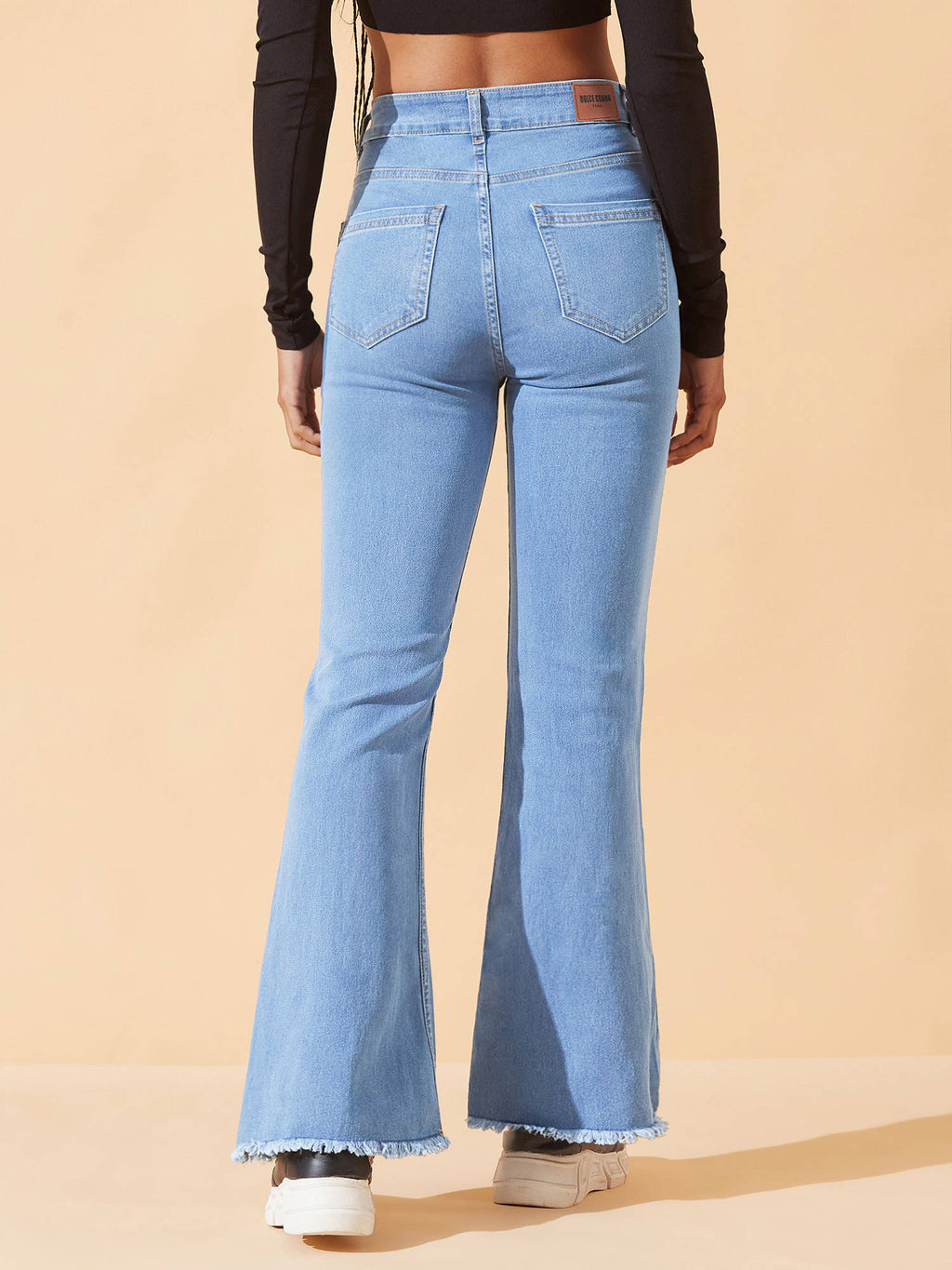 Blue Denim Boot Cut Leg Mid Waist Solid/Plain Jeans | BT10 - view 3