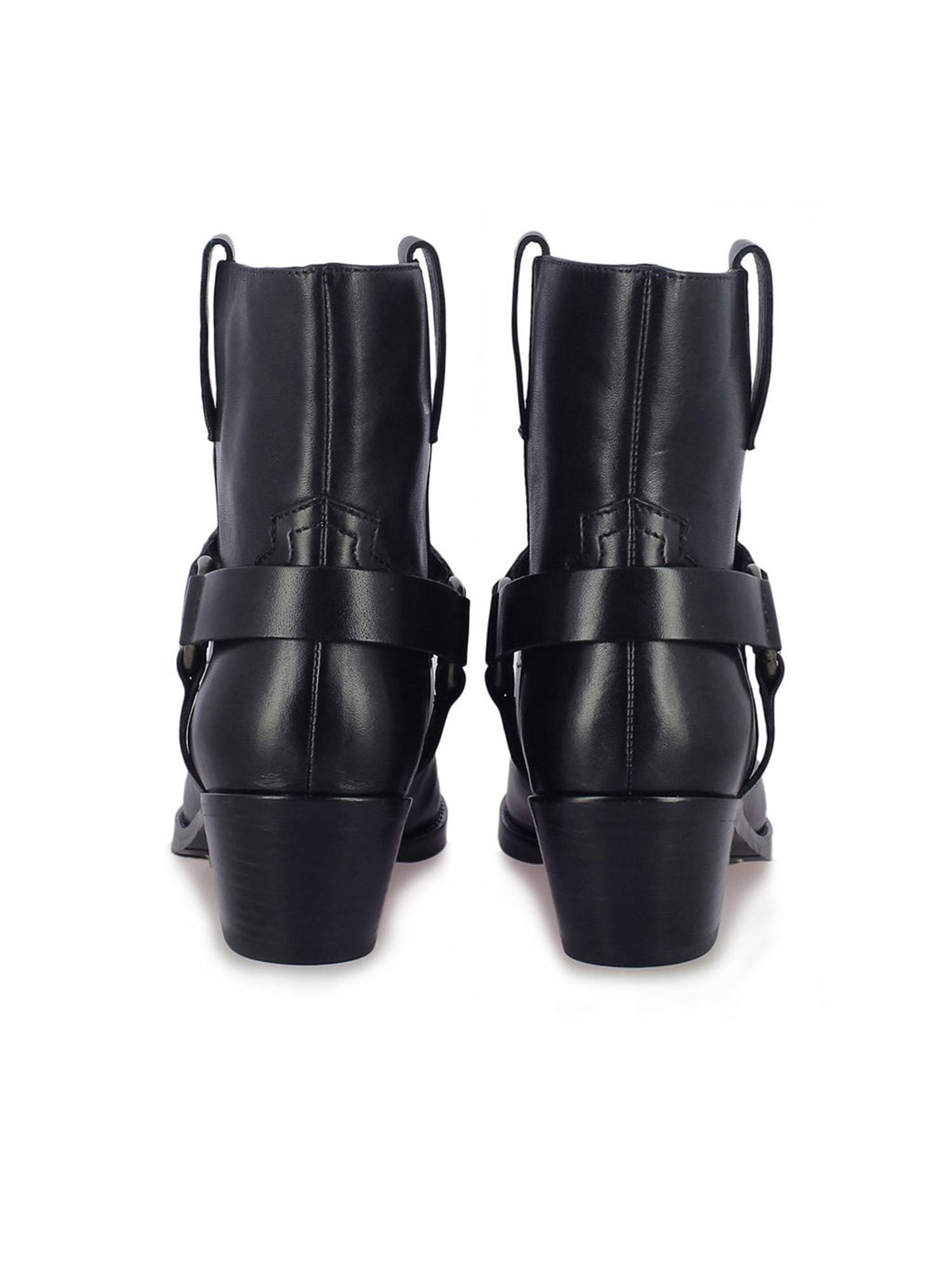 Womens Metal Studded Black Leather Ankle Boots | BT61 - view 6
