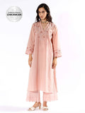 Peach Chikan Cotton Kurta | KDG - view 1