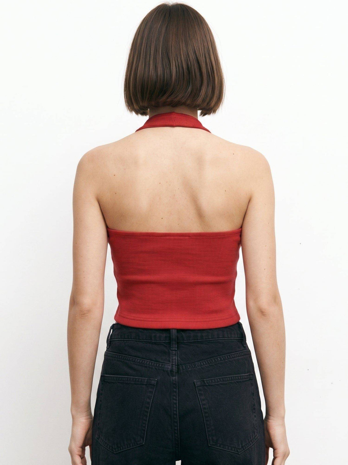 Red Halter Neck Tank Top | TT98 - view 5