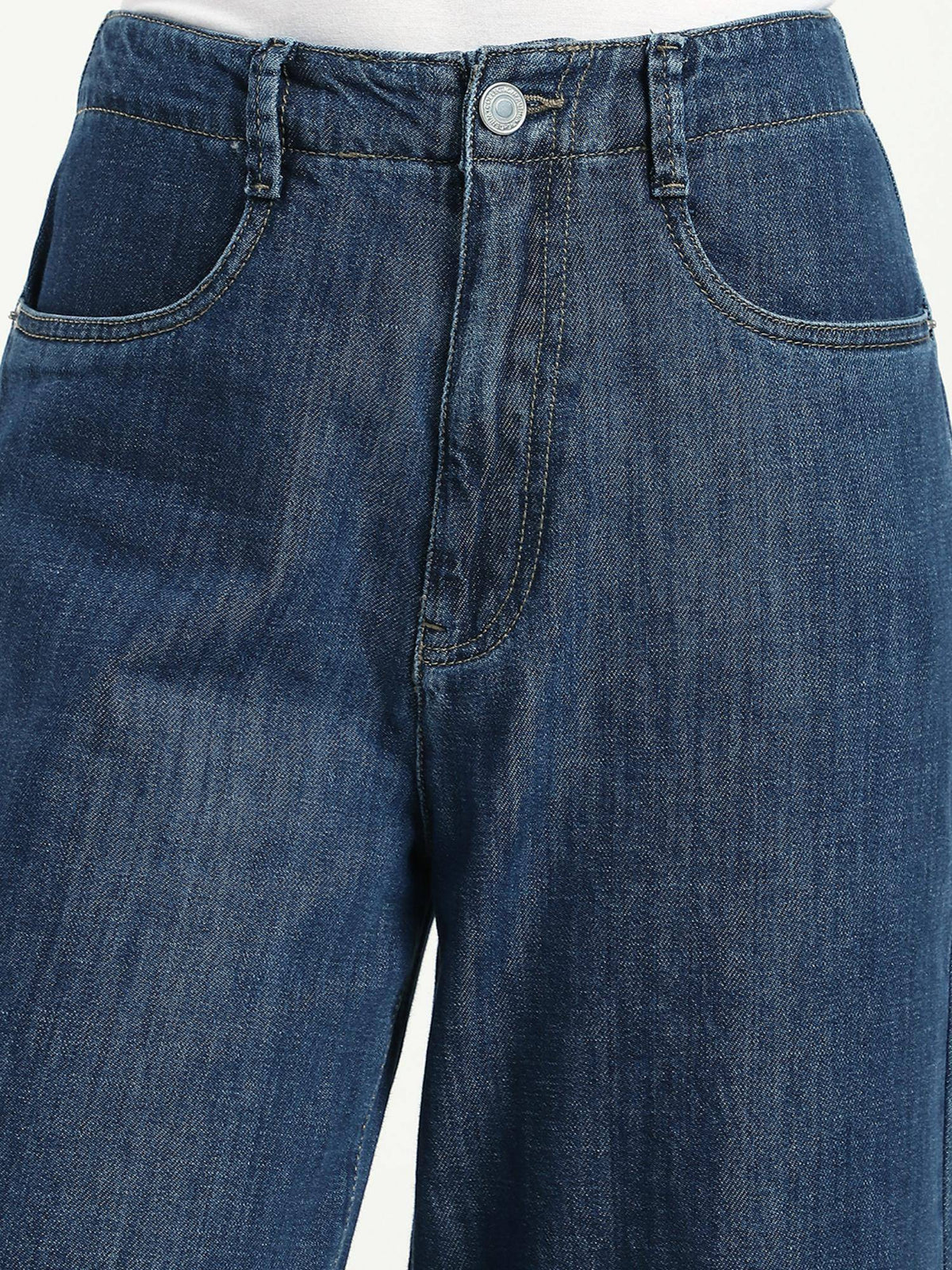 Blue Solid Relaxed Women Jeans | RF89 - view 4