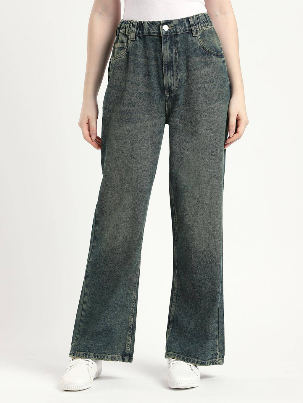 Grey Dyed/Washed Relaxed Women Jeans | RF89 - view 1