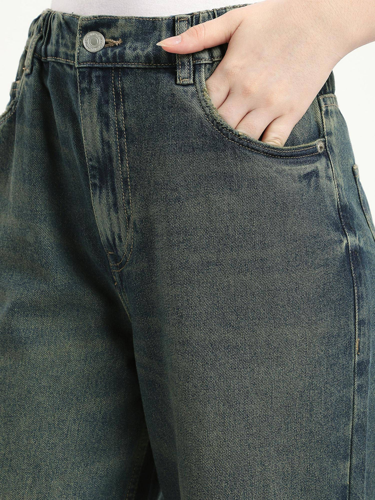 Grey Dyed/Washed Relaxed Women Jeans | RF89 - view 4