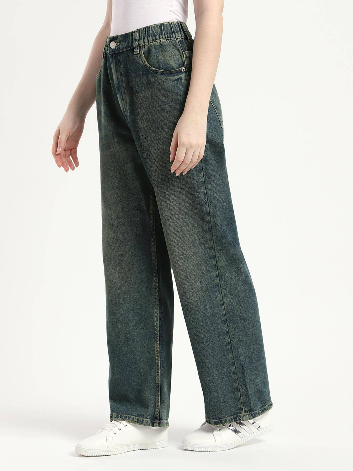 Grey Dyed/Washed Relaxed Women Jeans | RF89 - view 5