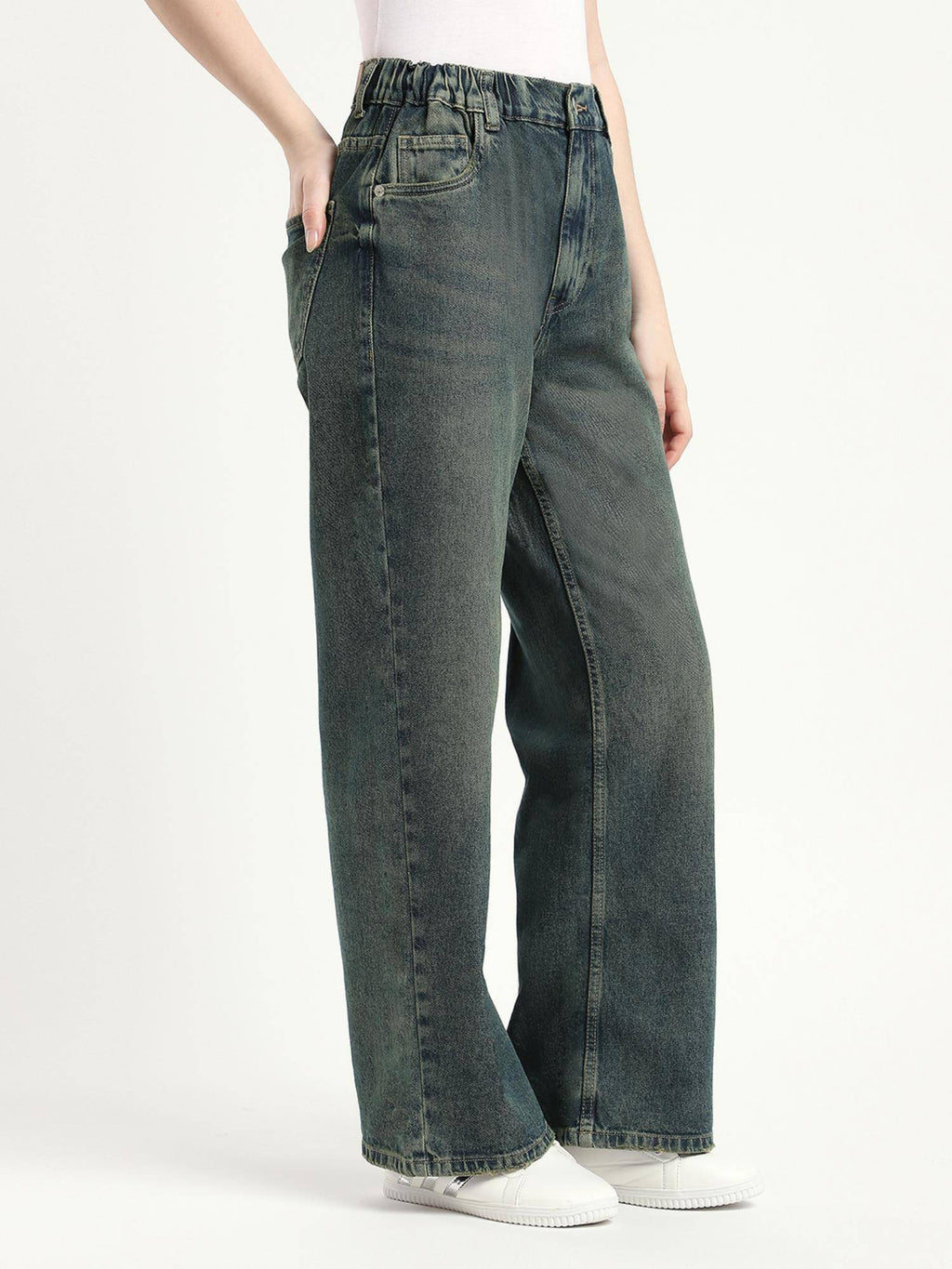 Grey Dyed/Washed Relaxed Women Jeans | RF89 - view 6