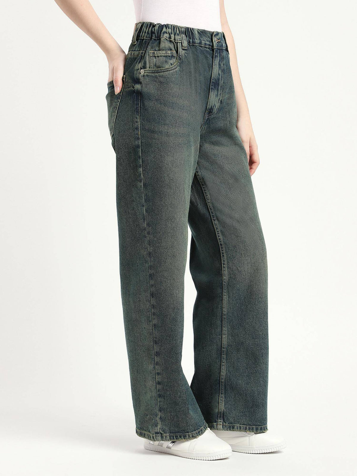 Grey Dyed/Washed Relaxed Women Jeans | RF89 - view 6