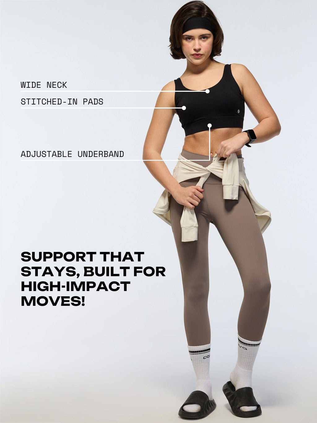 Black High Impact Sports Bra | sb09 - view 3