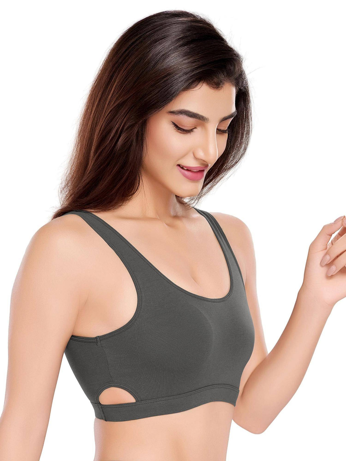 Womens Effortless Lift Padded Sports Bra Charcoal | sb09 - view 4