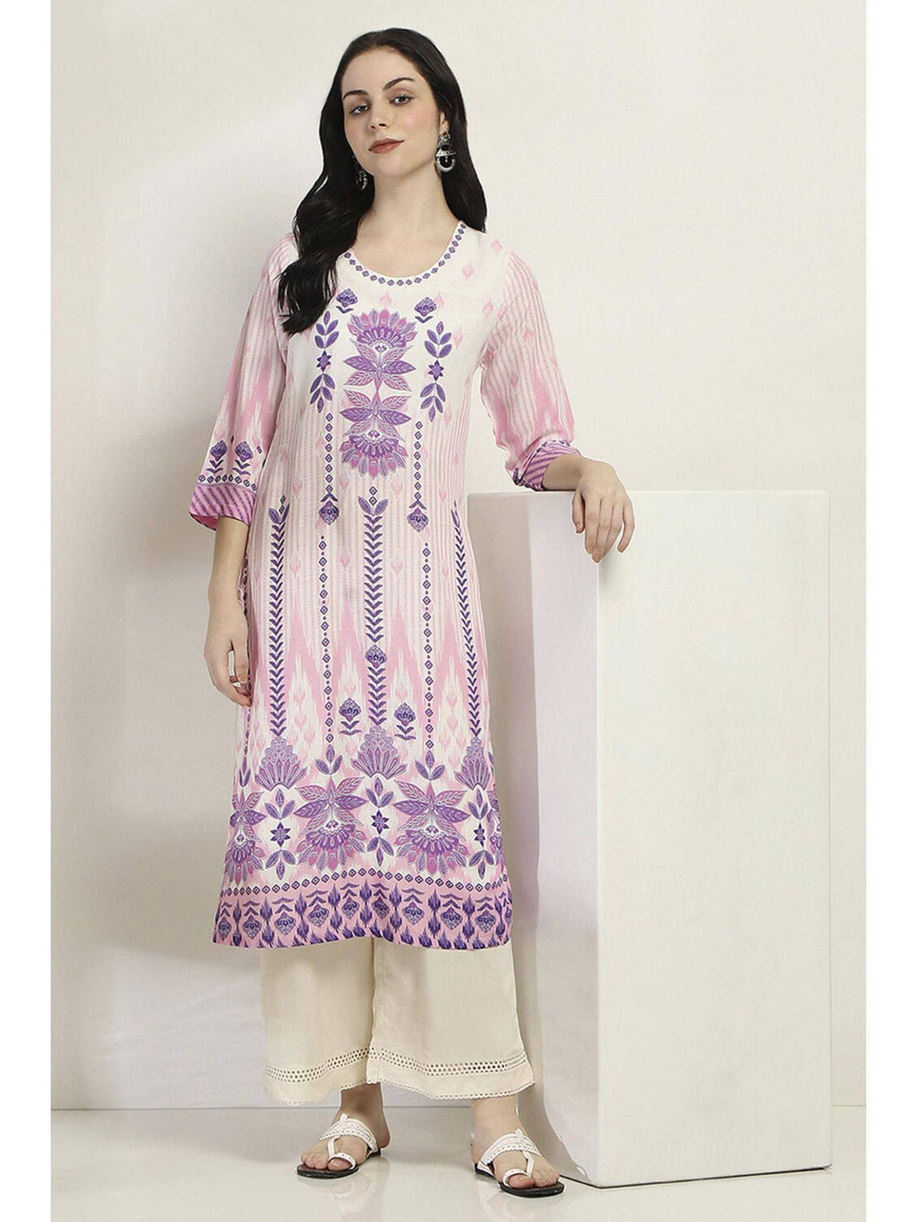 Women Purple Viscose Rayon Straight Kurta | KDG - view 1