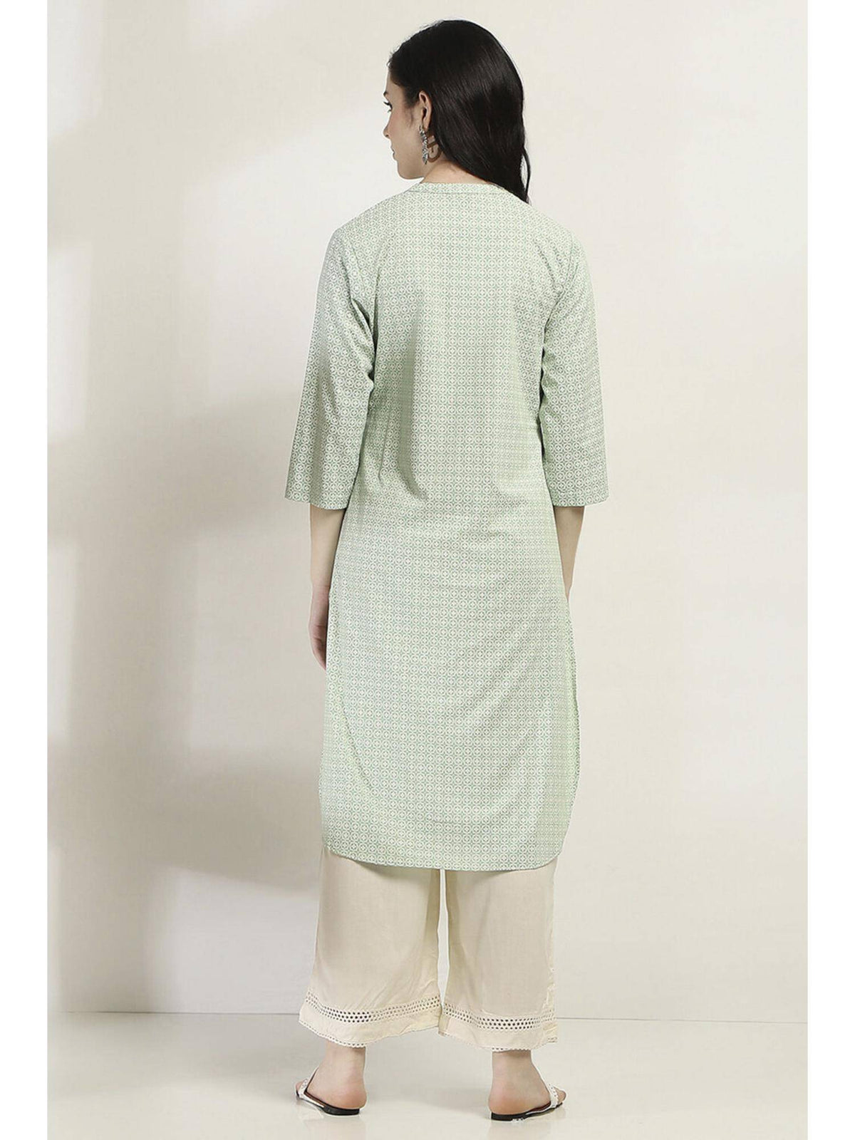 Women Green Viscose Rayon Straight Kurta | KDG - view 4