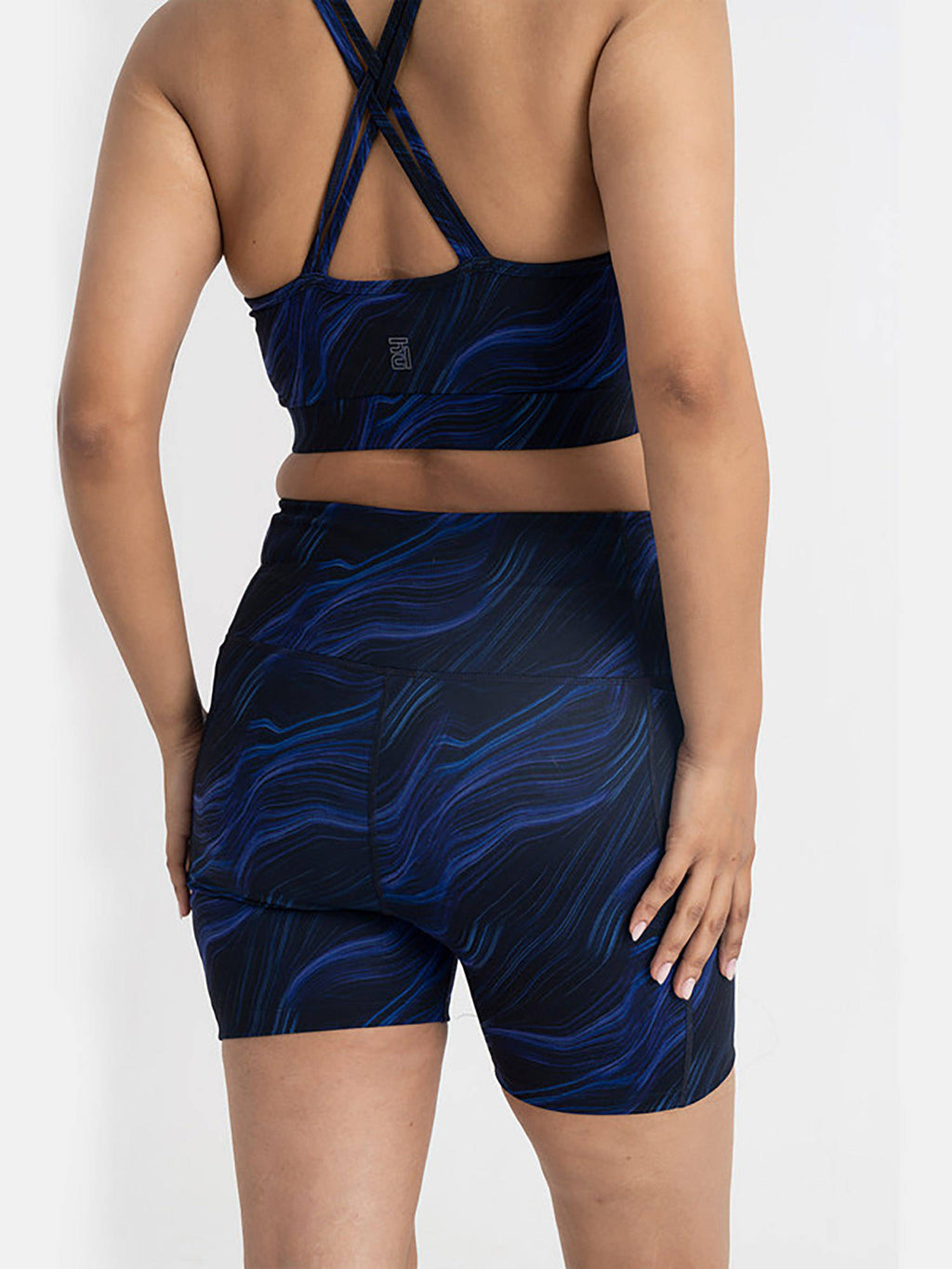 Cosmic Waves High Waist Gym Stretchable Shorts with 2 Side Pockets - view 2