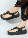 Black Solid Backstrap Women Sandals | SD89 - view 1