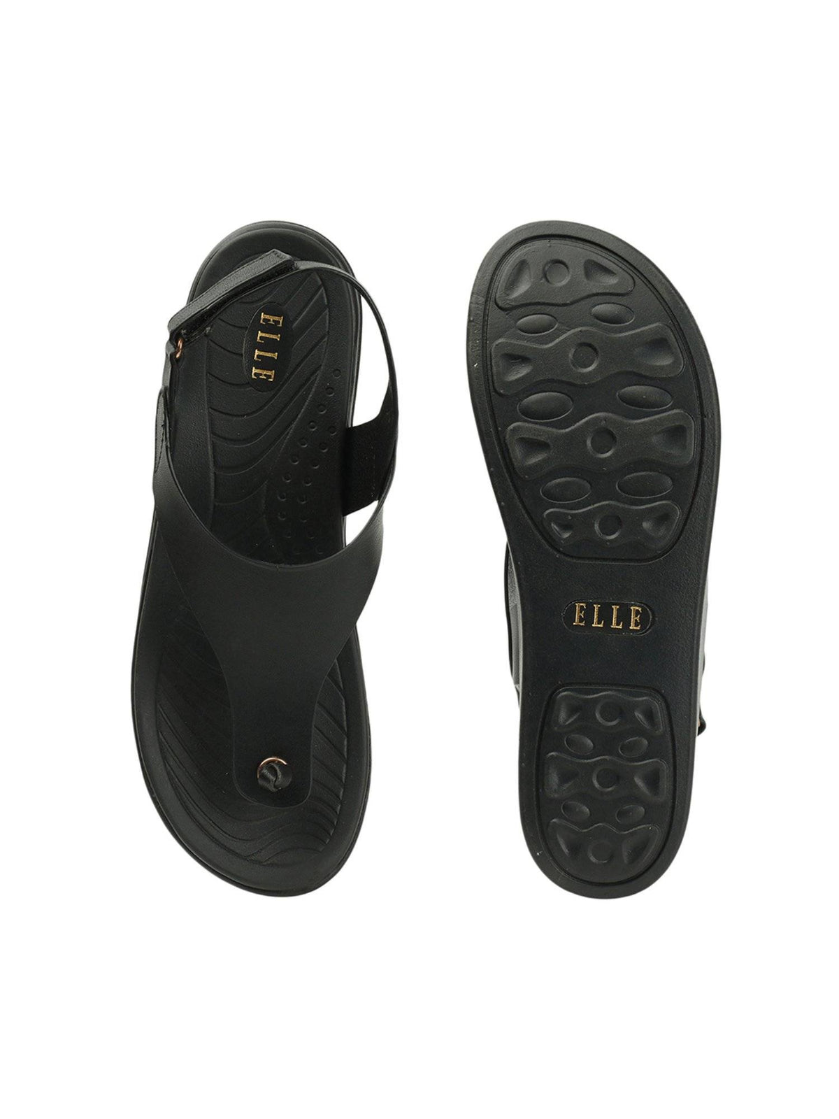 Black Solid Backstrap Women Sandals | SD89 - view 6