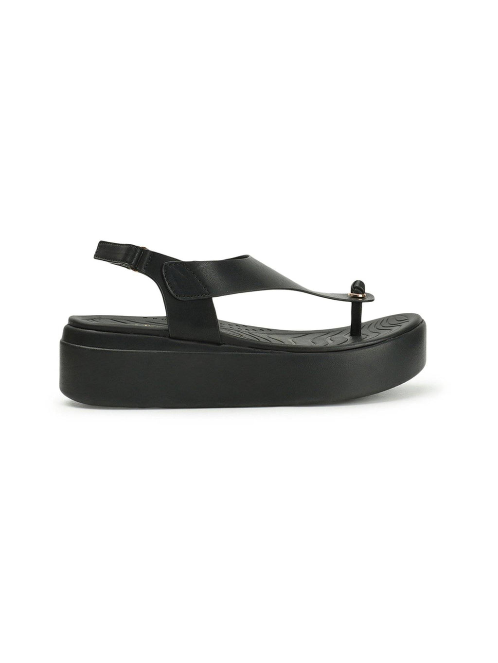 Black Solid Backstrap Women Sandals | SD89 - view 7