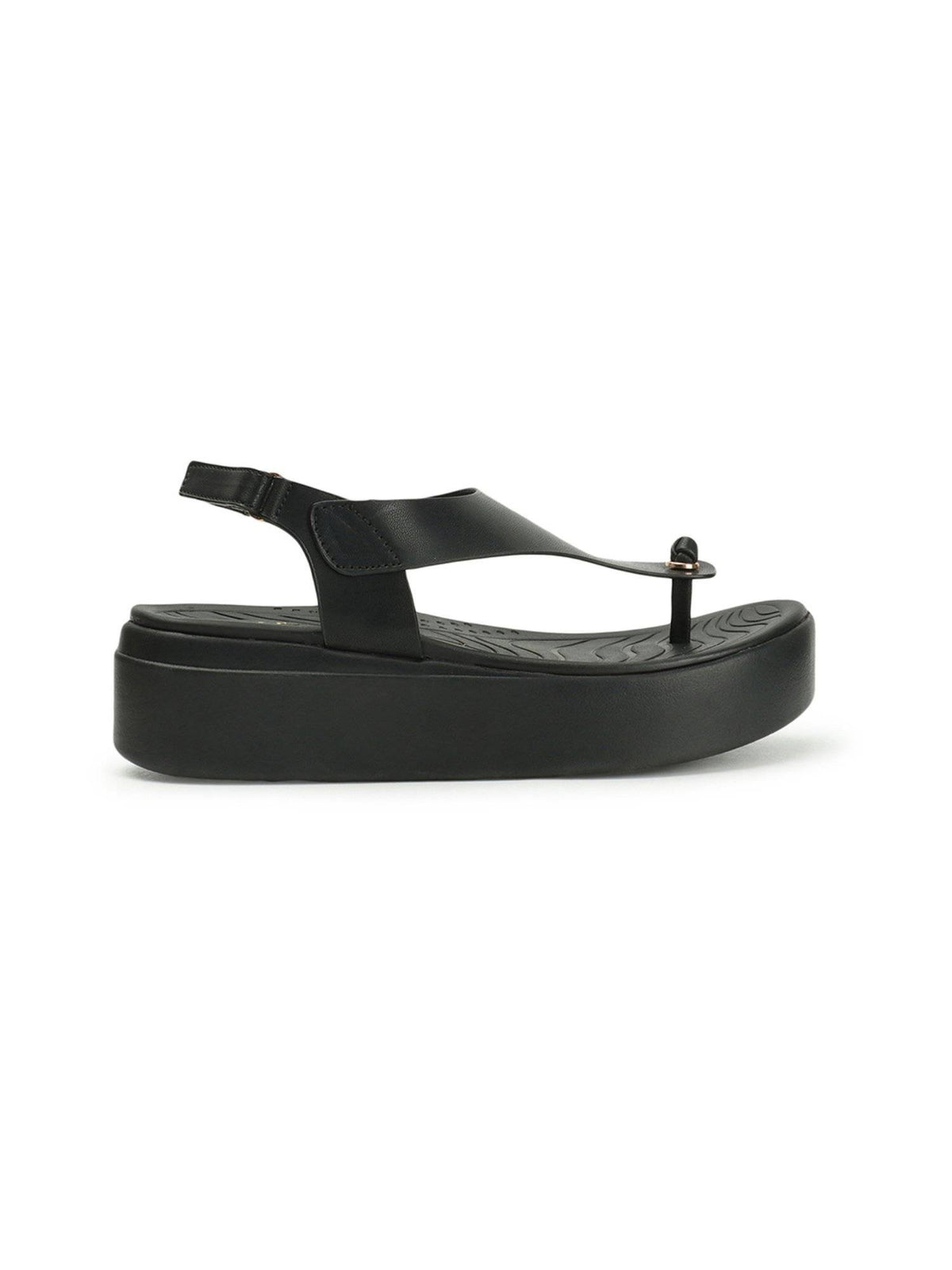 Black Solid Backstrap Women Sandals | SD89 - view 7