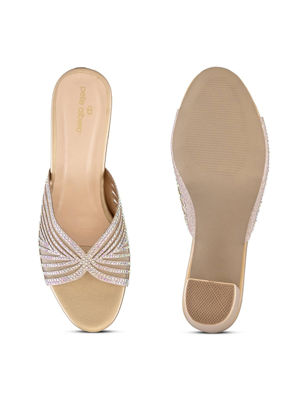 Women Gold Block Heel Sandals | H78 - view 6