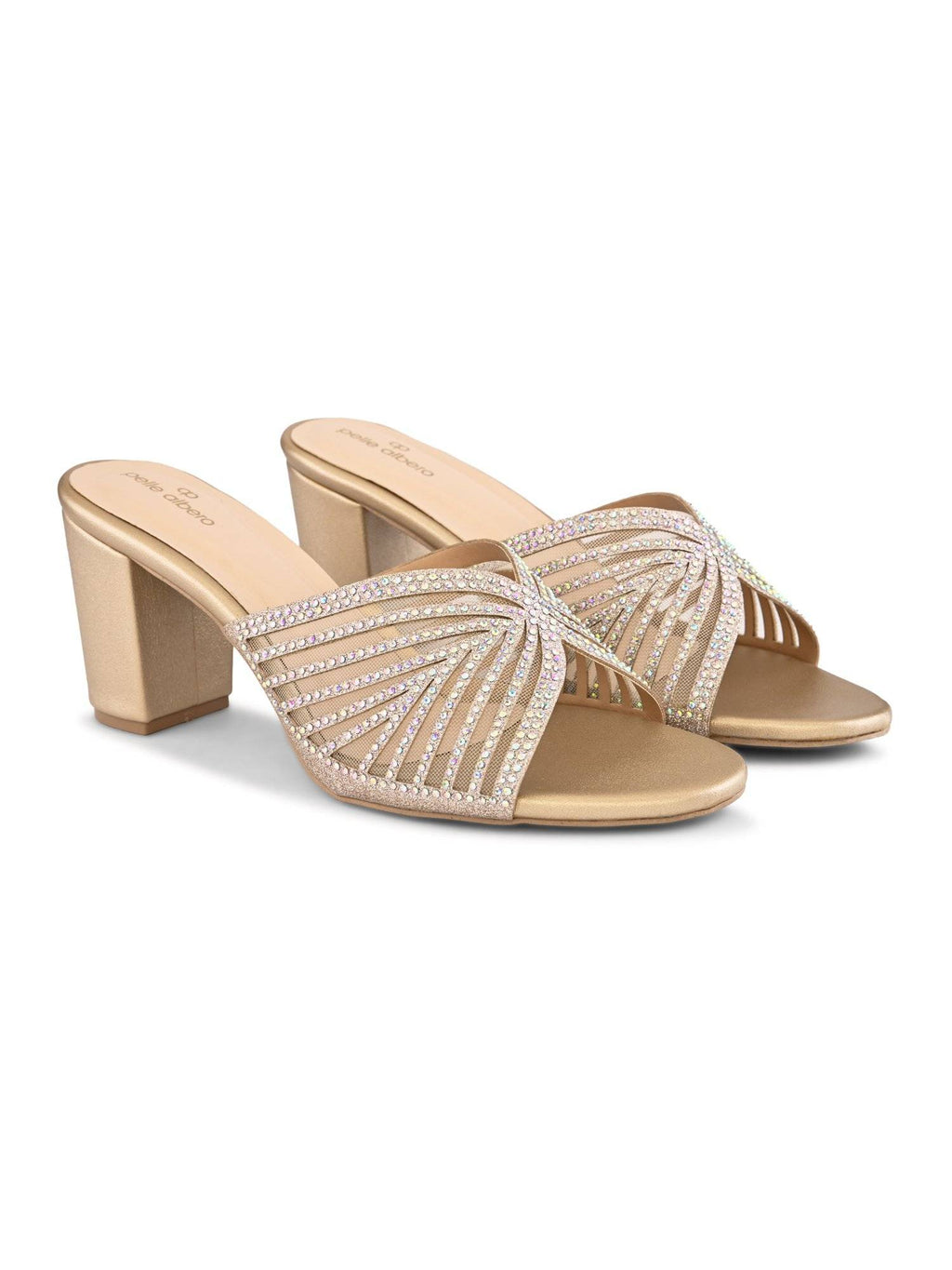 Women Gold Block Heel Sandals | H78 - view 8
