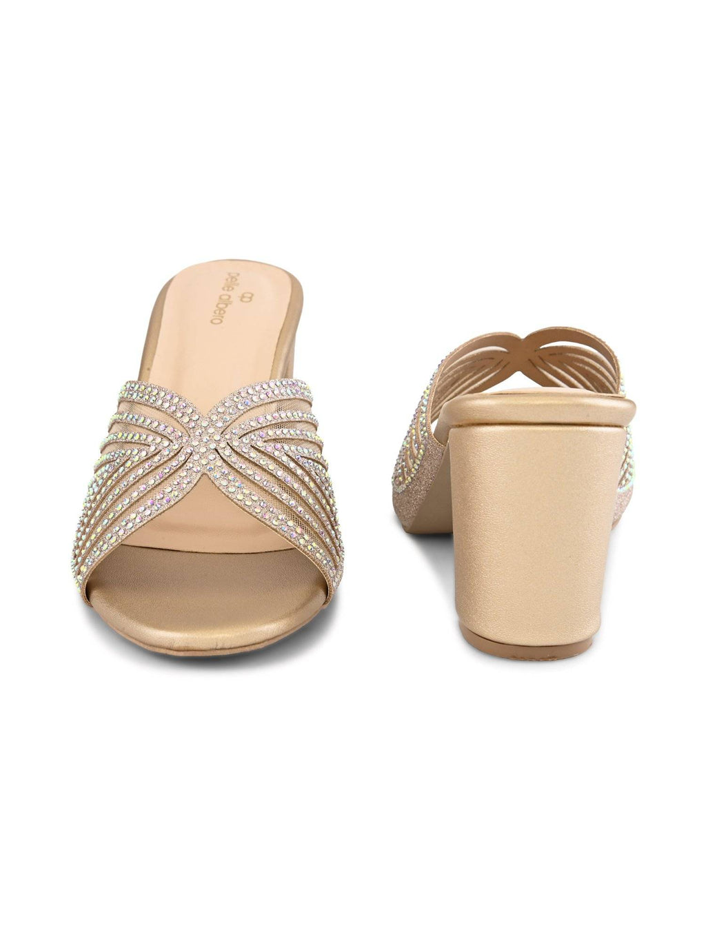 Women Gold Block Heel Sandals | H78 - view 9