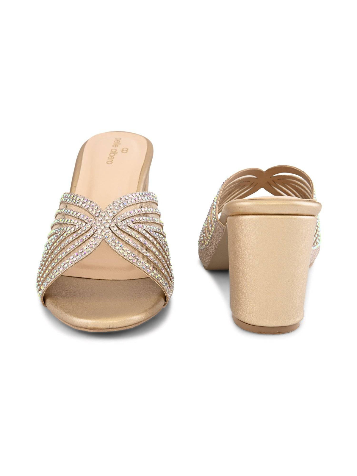 Women Gold Block Heel Sandals | H78 - view 9