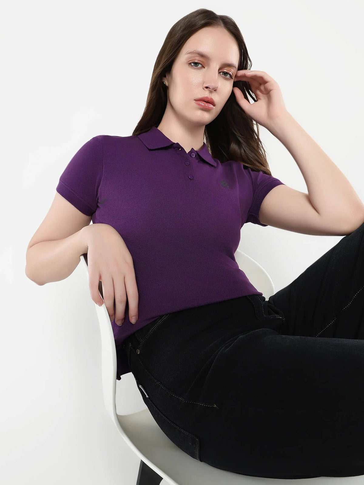 Women Logan Primary Purple Regular Polo T-Shirt | PW43 - view 1