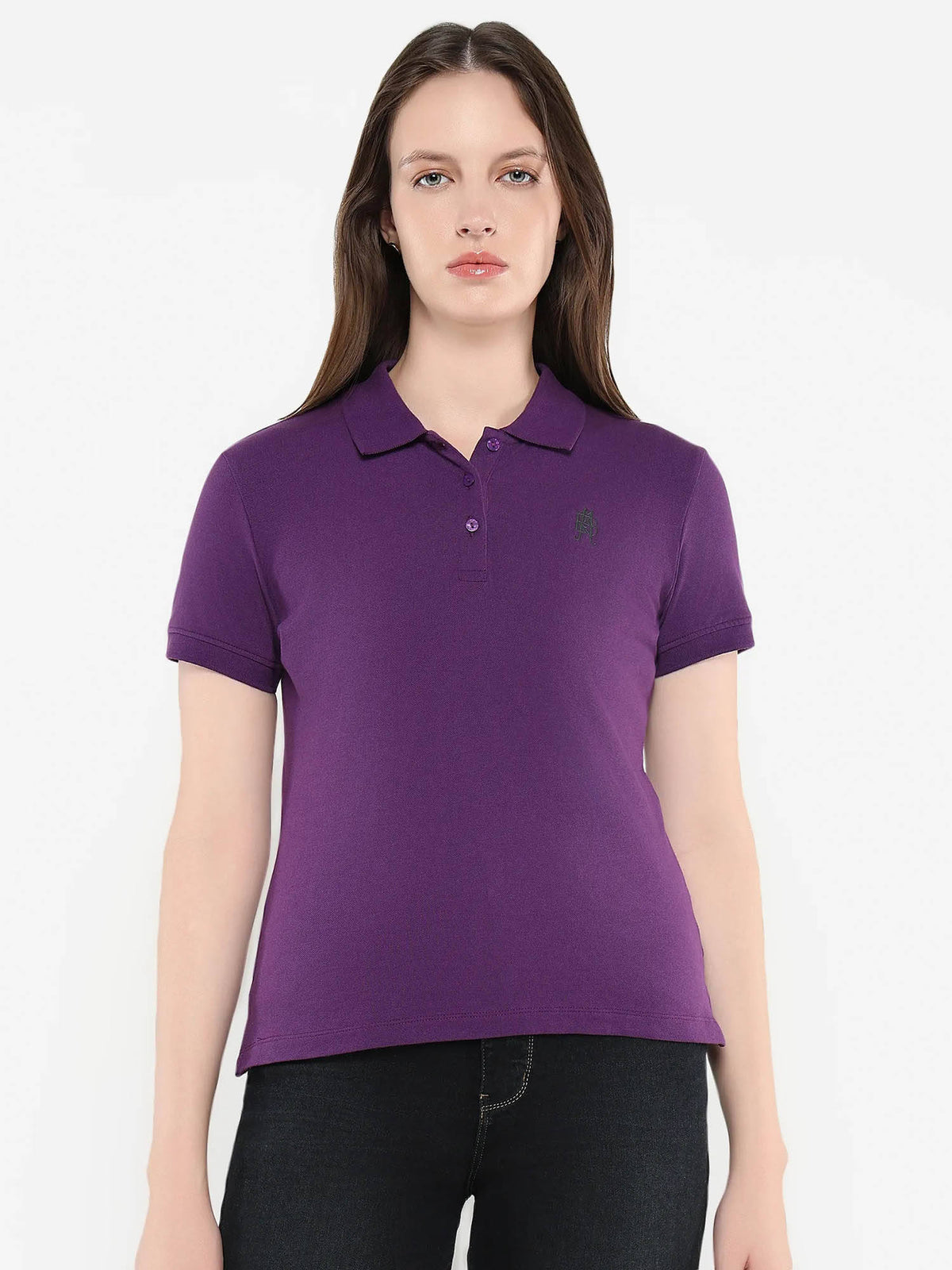 Women Logan Primary Purple Regular Polo T-Shirt | PW43 - view 3