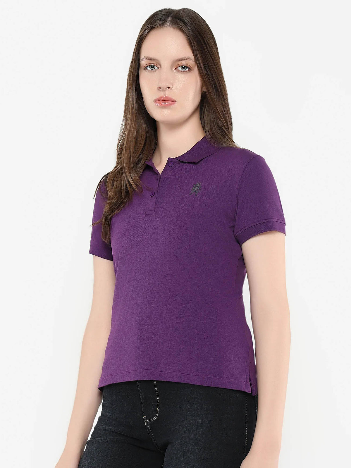 Women Logan Primary Purple Regular Polo T-Shirt | PW43 - view 4