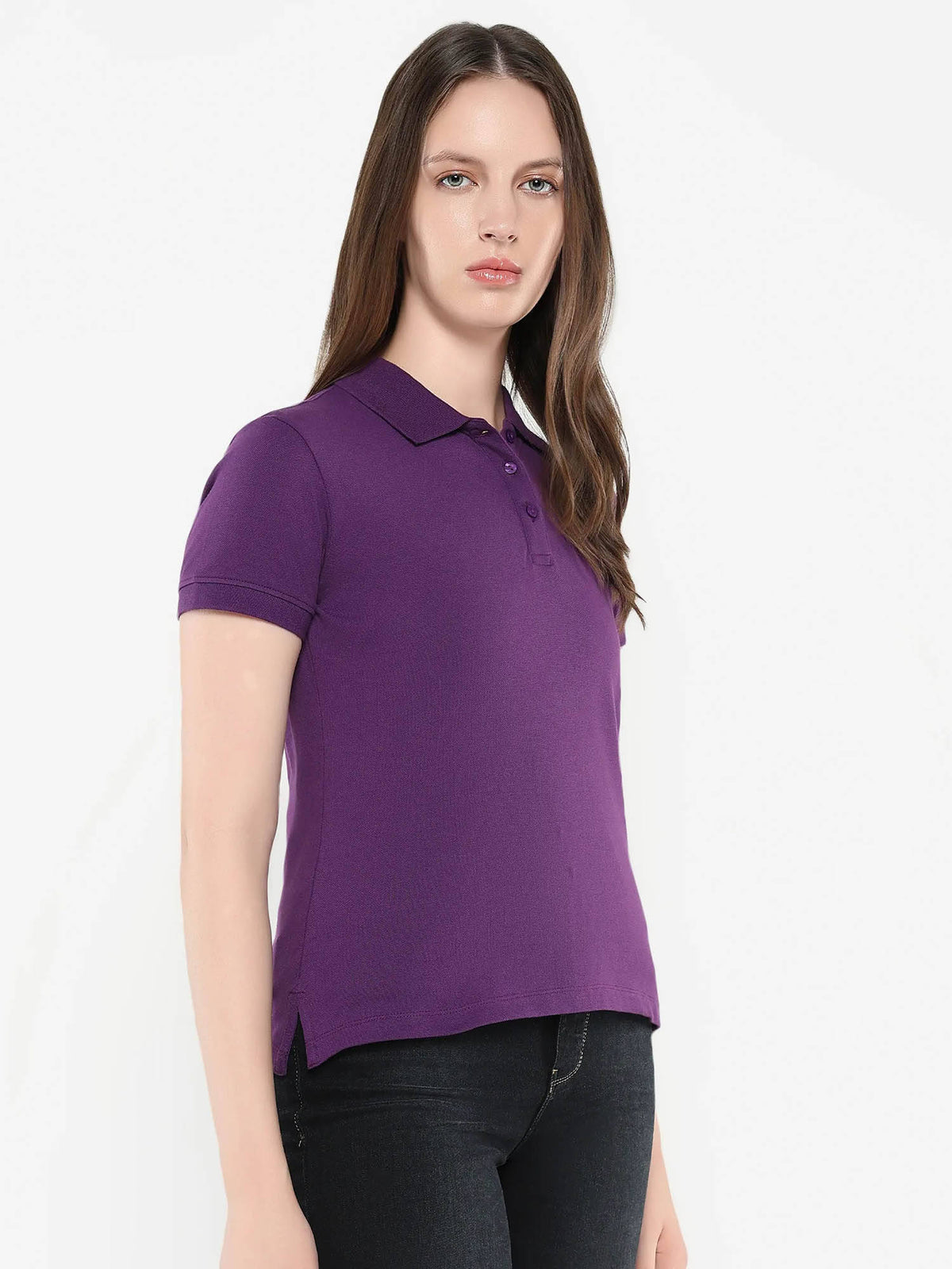 Women Logan Primary Purple Regular Polo T-Shirt | PW43 - view 5
